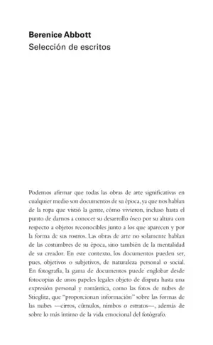 BERENICE ABBOTT: SELECCIÓN DE ESCRITOS BERENICE ABBOTT: SELECCIÓN DE ESCRITOS