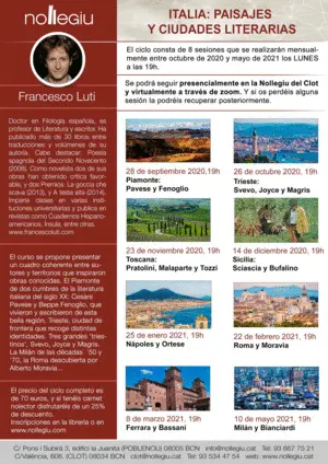 ITALIA: PAISAJES Y CIUDADES LITERARIAS -NOMÉS PLACES ZOOM!- ITALIA: PAISAJES Y CIUDADES LITERARIAS -NOMÉS PLACES ZOOM!-